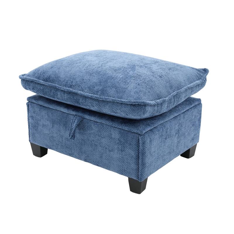Chenille U-shape Sectional Sofa with Chaise and Storage Ottoman, Modular Couch with USB/Type-C Ports, Side Pockets, Phone Holder