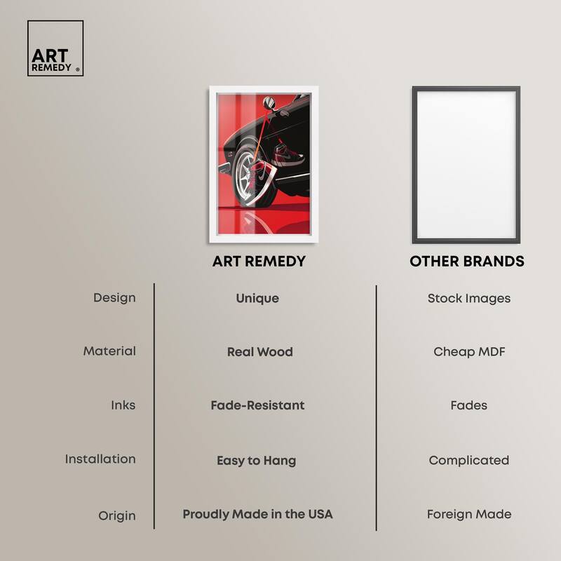 Red Bold Sneaker and Car Shadowbox by Art Remedy