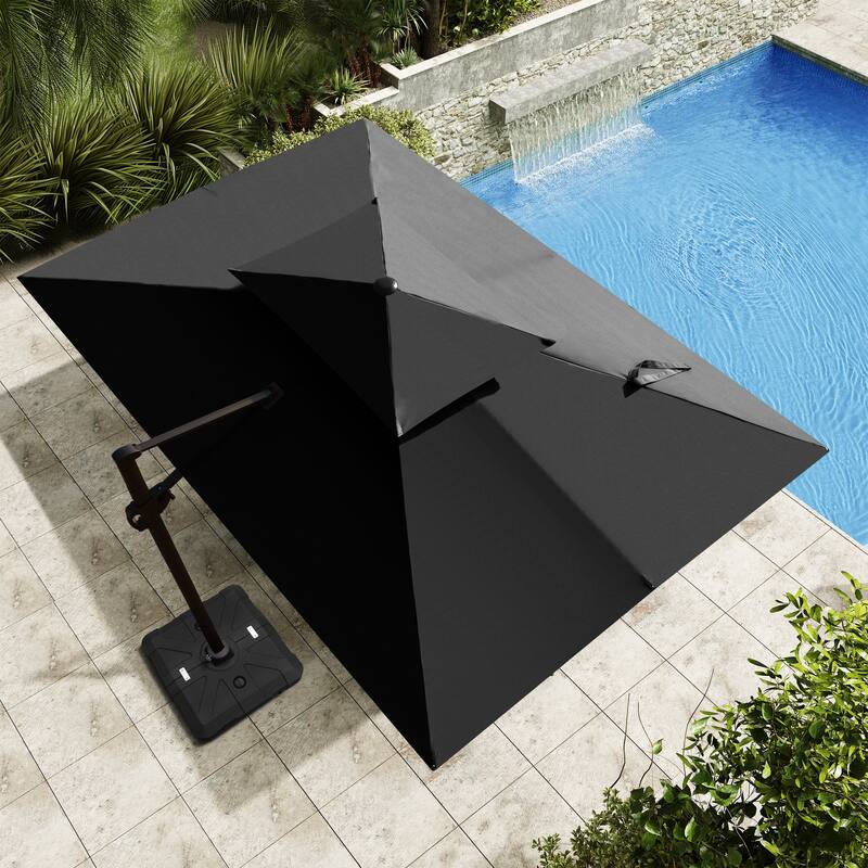 9 x 12 ft Outdoor Double Top Patio Cantilever Umbrella with Base