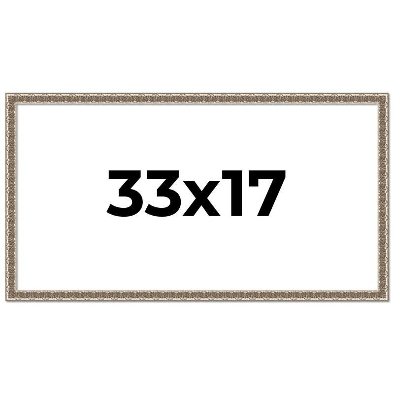 33x17 Frame Silver Versailles Ornate Solid Wood Picture Frame | 1 Inch