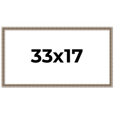 33x17 Frame Silver Versailles Ornate Solid Wood Picture Frame | 1 Inch
