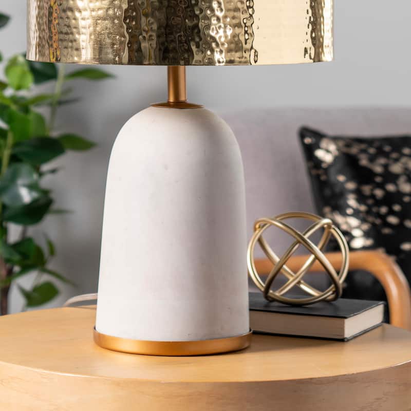 Nuloom 25'' Natalie Concrete & Iron Aluminium Shade Table Lamp - 14"W x 14"D x 25"H