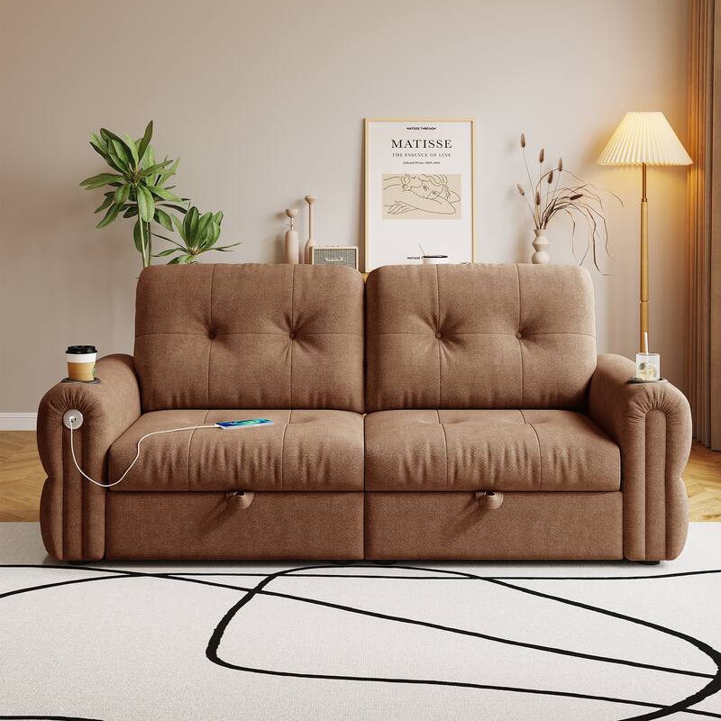 GDFStudio - Chenille Convertible 2-Seater 74" Sofa Bed