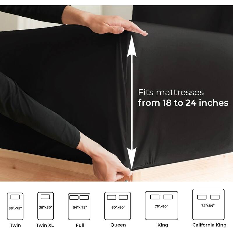 CGK Linens 4 Piece Solid Microfiber Extra Deep Pocket Bed Sheet Set
