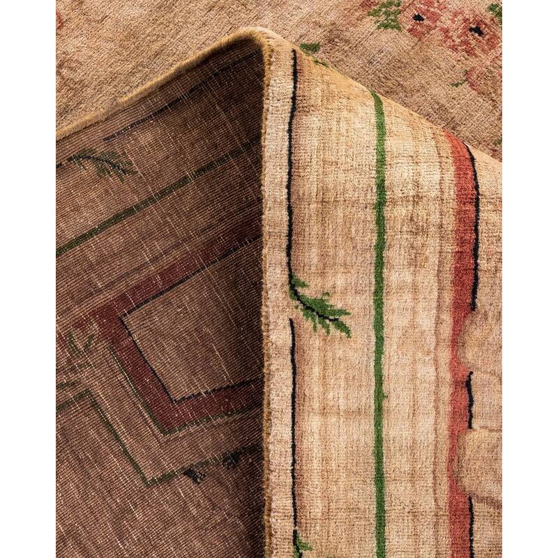 Overton Hand Knotted Wool Vintage Inspired Modern Contemporary Overdyed Beige Area Rug - 4' 1" x 6' 3"