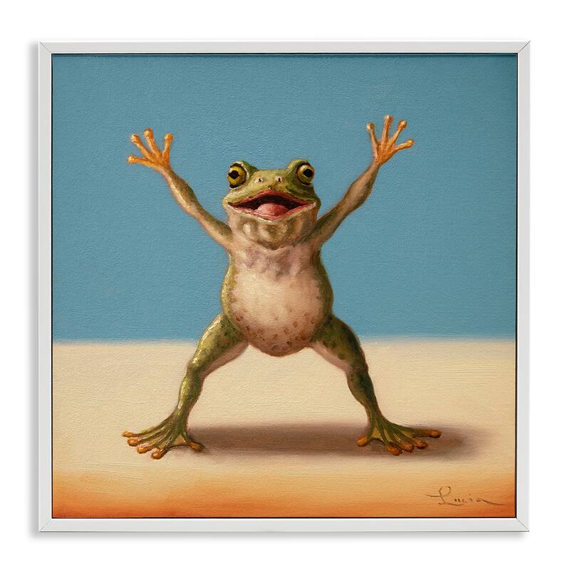 Stupell Motivational Exercise Frog Framed Giclee Art Design By Lucia Heffernan - 17 x 17 - White