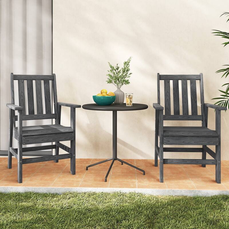 Gymax Patio Dining Chairs Set of 4 w/Wide Armrests Curved Seat Wood