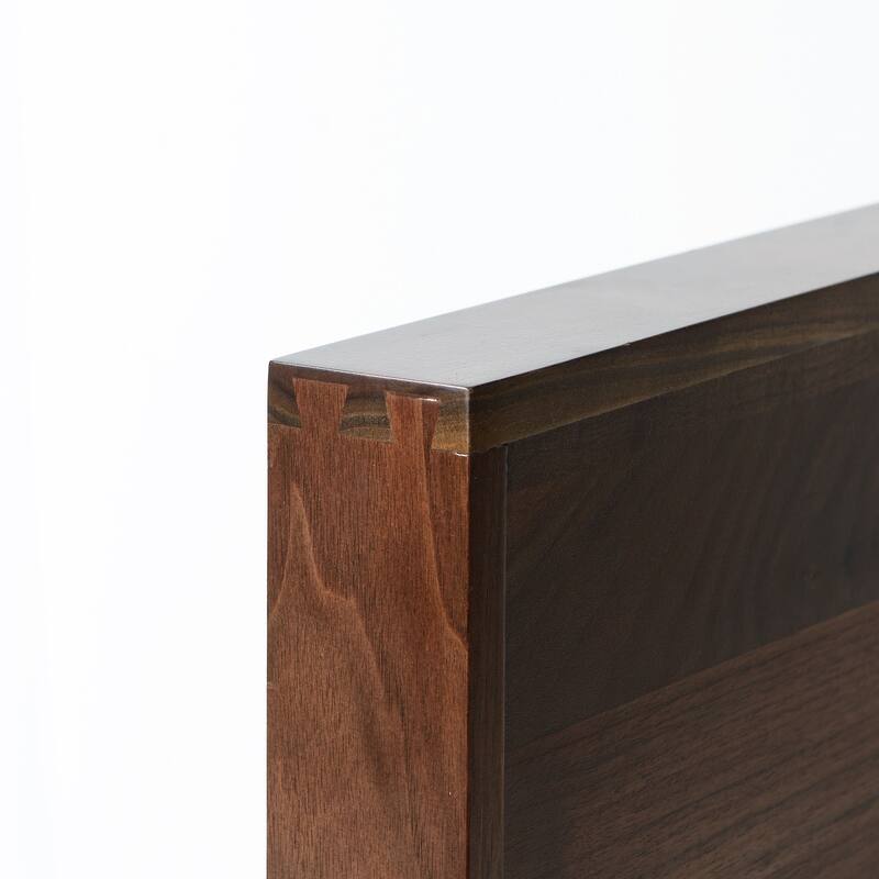 KINWELL Rectangle Black Walnut Wood Serving Tray Ottoman Tray