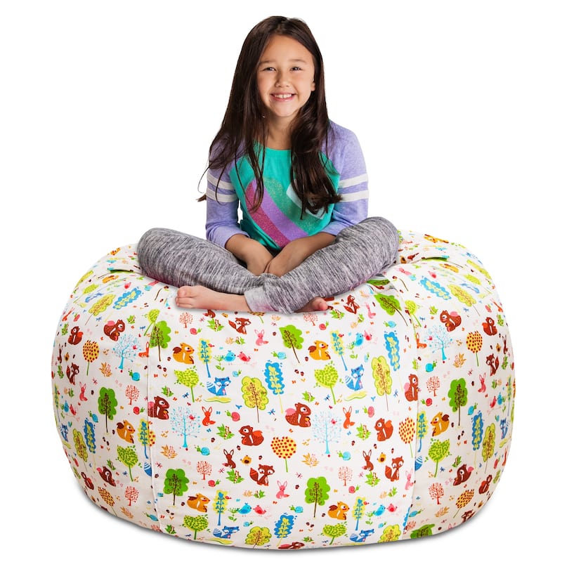 Kids' Stuffed Animal Storage Bean Bag Chair Cover or Toy Organizer
