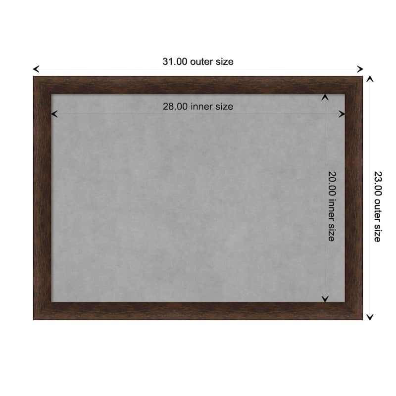 Amanti Art Warm Walnut Narrow Framed Magnetic Board - Board Size 28x20