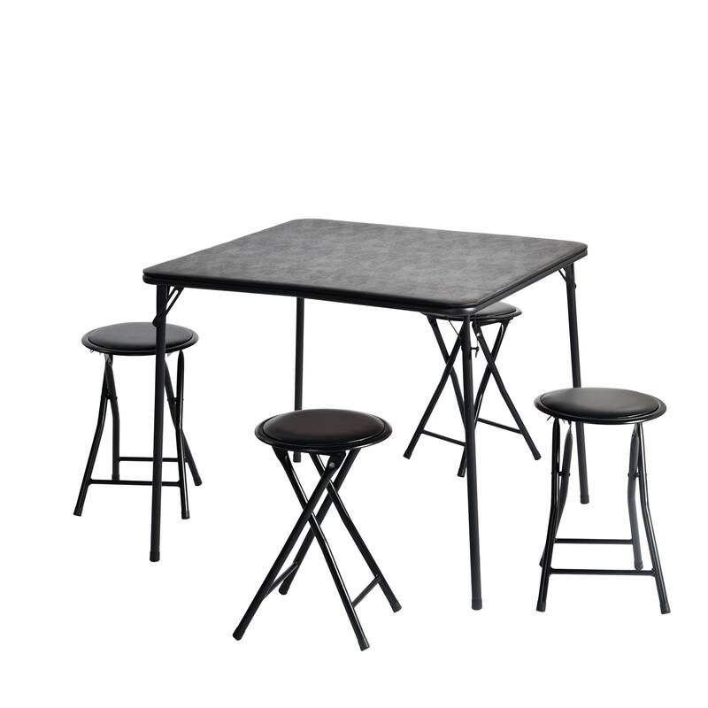 Homy Casa Set 2/4 Black Metal Folding Stools Portable Home & Events
