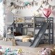 preview thumbnail 22 of 38, Full-Over-Full Castle Style Bunk Bed with 2 Drawers 3 Shelves and Slide