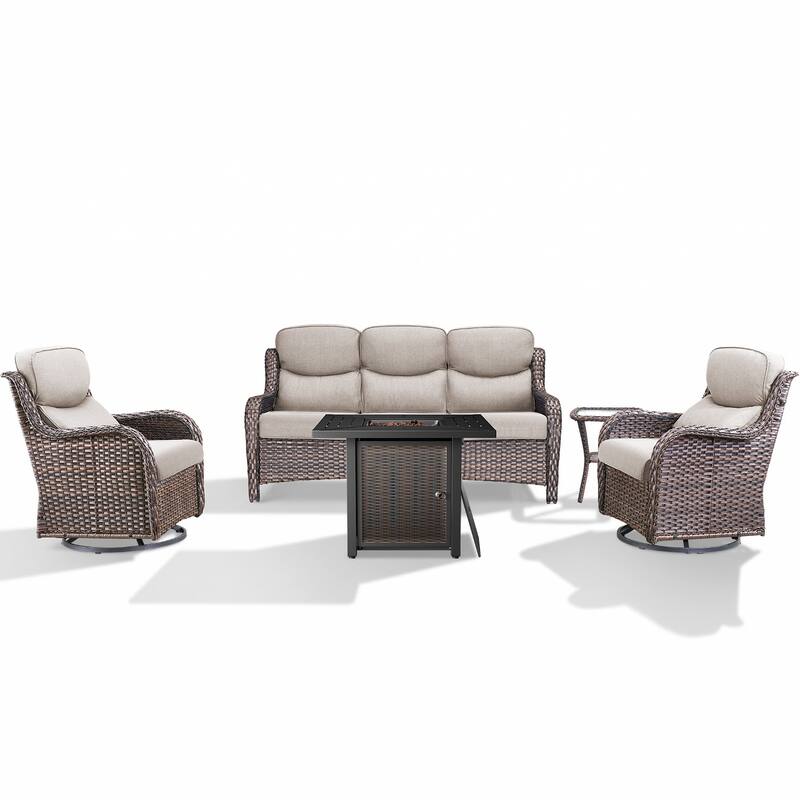 Pocassy 30 In Outdoor Propane Fire Pit Table Patio Sofa Chair Set.
