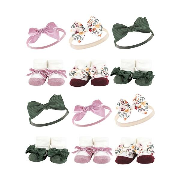slide 1 of 1, Hudson Baby Infant Girl 12Pc Headband and Socks Giftset, Fall Botanical, One Size - Fall Botanical Fall Botanical - One Size