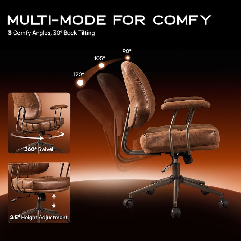 OVIOS Ergonomic Suede Fabric Office Swivel Chair