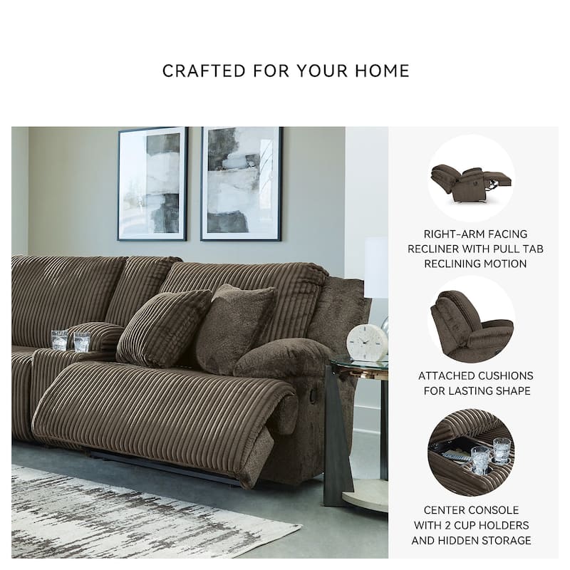 Signature Design by Ashley Top Tier 3-Piece Reclining Sectional with Chaise - 105"W x 74"D x 41"H