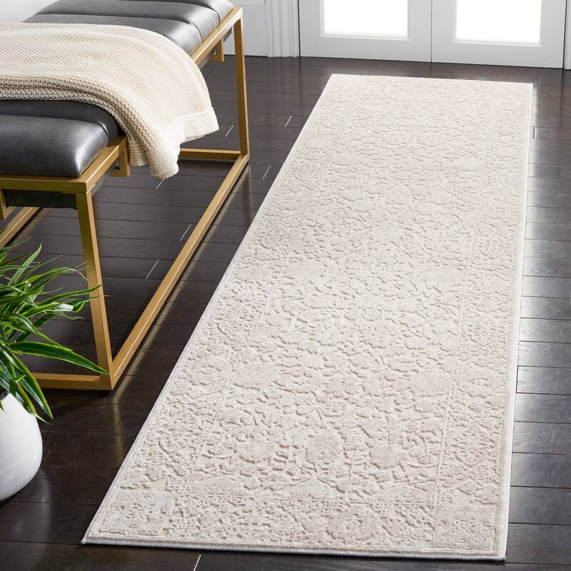 SAFAVIEH Reflection Eulah Modern Oriental Polyester Rug - 2'3" x 8' Runner - Creme/Ivory