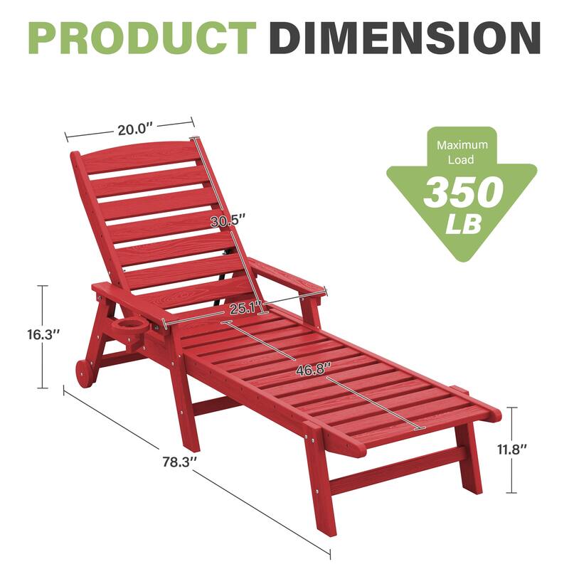 HDPE Frame Adjustable Backrest Patio Lounge Chair