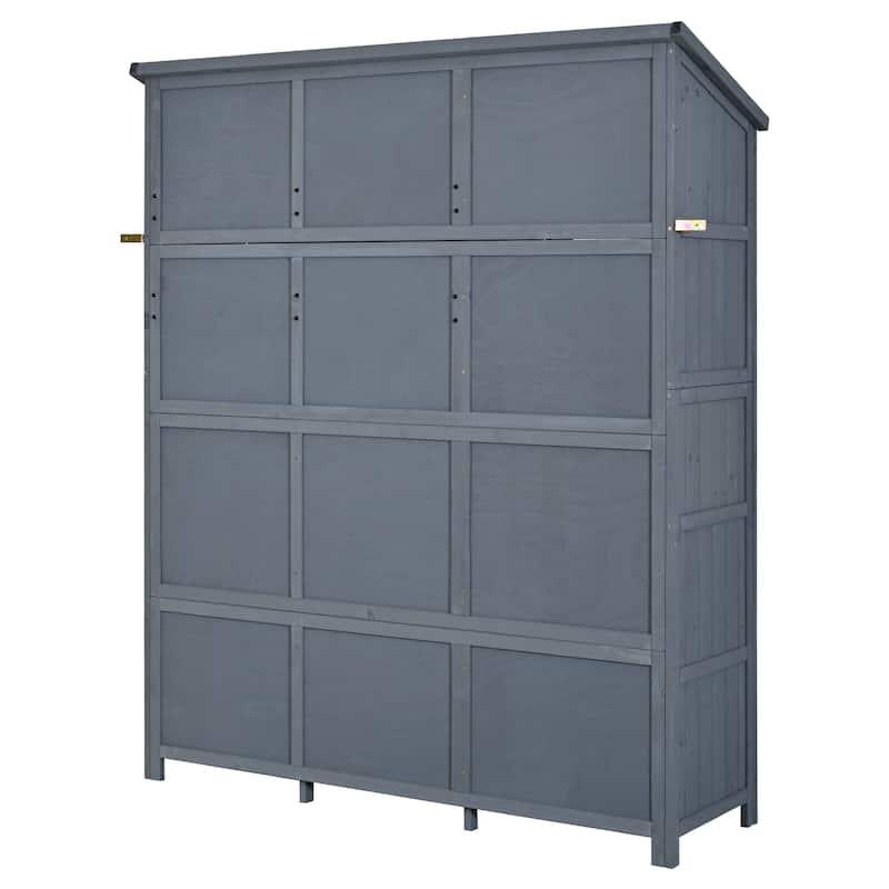 72" Large Patio Garden Shed with Waterproof Roof, Outdoor Storage Cabinet with Workstation & Hooks