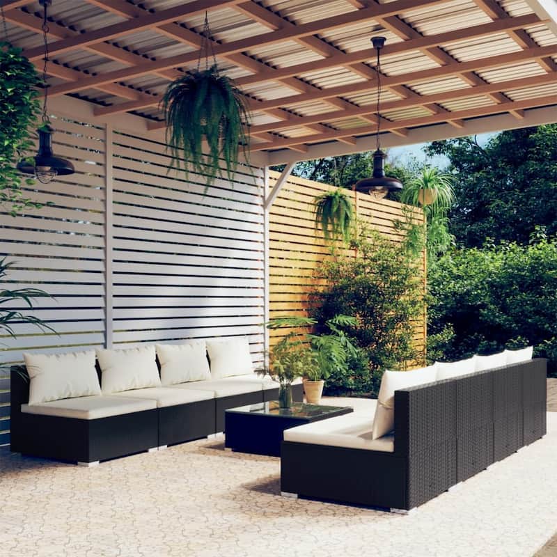 vidaXL Patio Lounge Set Outdoor Sectional Sofa Set Table Garden Poly Rattan