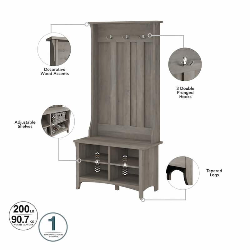 Salinas Hall Tree with Shoe Storage Bench by Bush Furniture