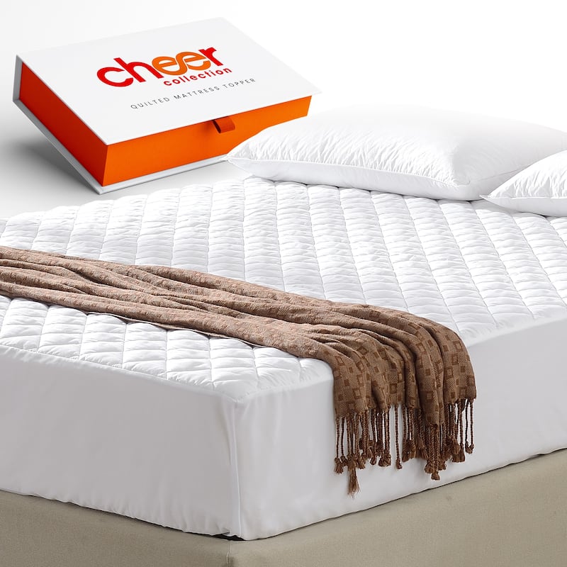 Cheer Collection Quilted Hypoallergenic Fitted Mattress Pad - White