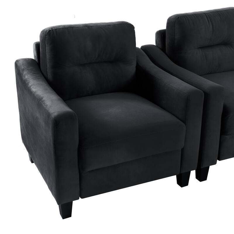 Comfortable Velvet Black Sectional Couch for Small Spaces