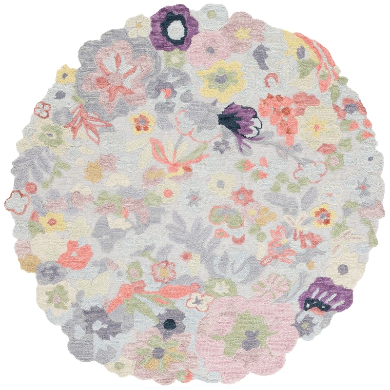 SAFAVIEH Handmade Jardin Malfrid Country Wool Rug - 6' Round - Green/Pink