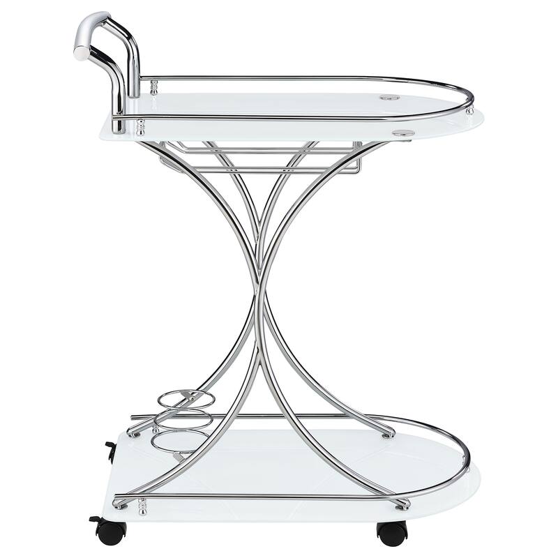 Allen and Chrome 2-Tier Glass Shelf Metal Bar Cart