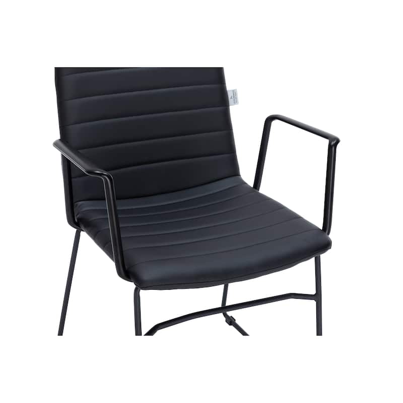 Zylar Ergonomic Guest Chair with Leather, Stainless Steel Base, High-Density Foam, Modern Design for Office or Waiting Room