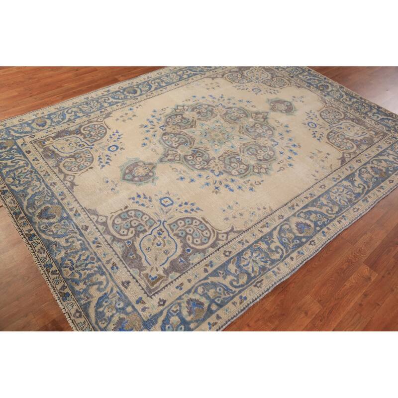 Medallion Tabriz Persian Area Rug Oriental Handmade Floral Wool Carpet - 6'4"x 8'10"