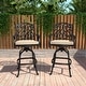 preview thumbnail 2 of 14, Clihome Outdoor Cast Aluminum Vintage Carved Barstools Chairs with Cushions (Set of 2) Beige
