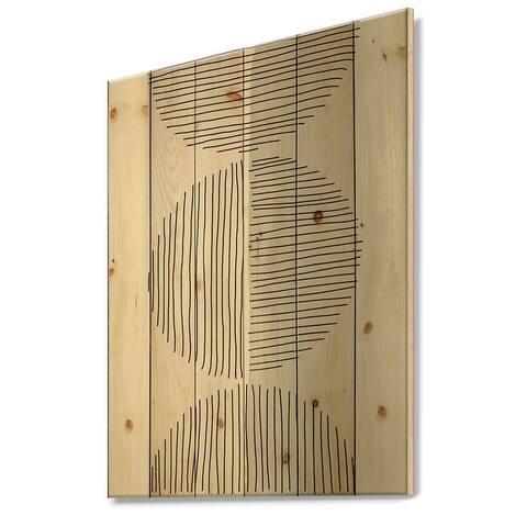 Designart 'Minimal Geometric Lines And Circle VII' Modern Print on Natural Pine Wood