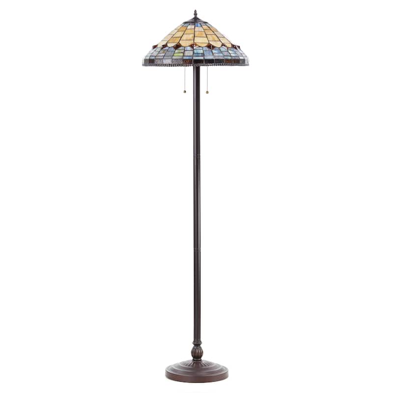 Victoria River of Goods Multicolor Stained Glass Dome Shade 62.25-Inch Floor Lamp - 18" x 18" x 62.25"