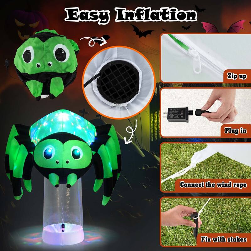 Costway 6 ft Halloween Inflatable Spider Pre-Lit Floating Spider - See Details