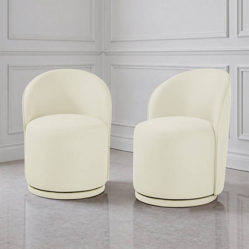 Upholstered Swivel Dining Chair Armless Barrel Chair