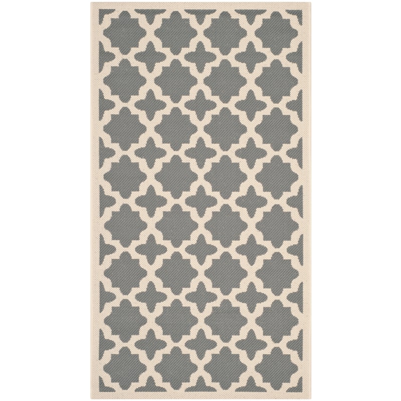 SAFAVIEH Courtyard Dorthey Indoor/ Outdoor Waterproof Patio Backyard Rug - 2' x 3'7" - Anthracite/Beige
