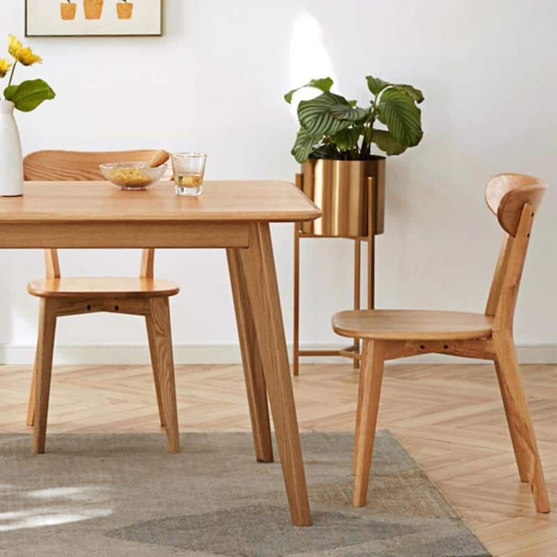 Wood Dining Chairs, Solid Oak Wood Chairs w/ Backrest & Seat