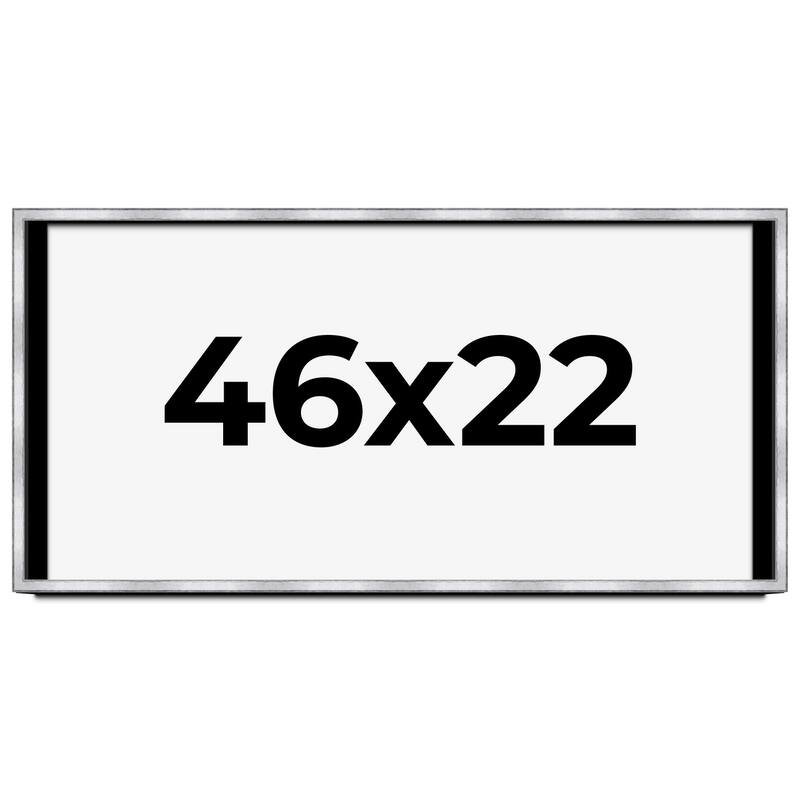 46x22 Shadow Box Frame Silver | 1.375 Inches Deep Real Wood