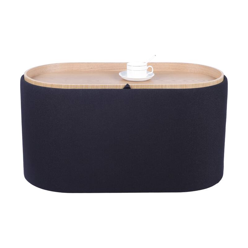 Storage Ottoman Comfortable choice, multiple functions, classic design, and cozy corners with Reversible Wooden Tray Top,