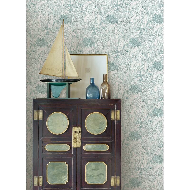 NuWallpaper Under the Sea Teal Peel and Stick Wallpaper - N/A
