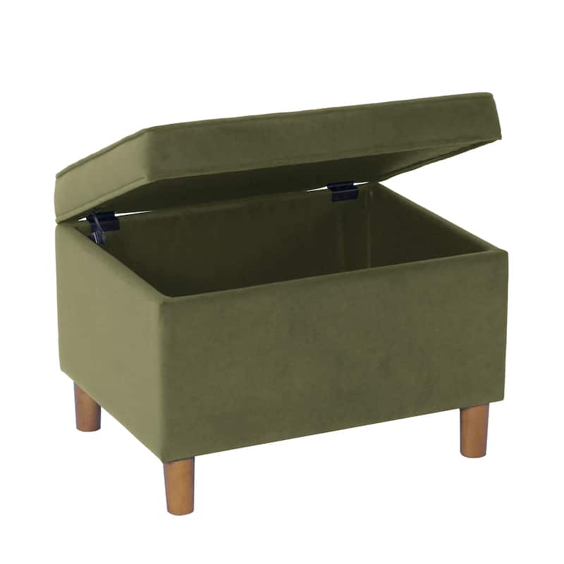 Dinah 24" Storage Ottoman with Cone Wood Legs