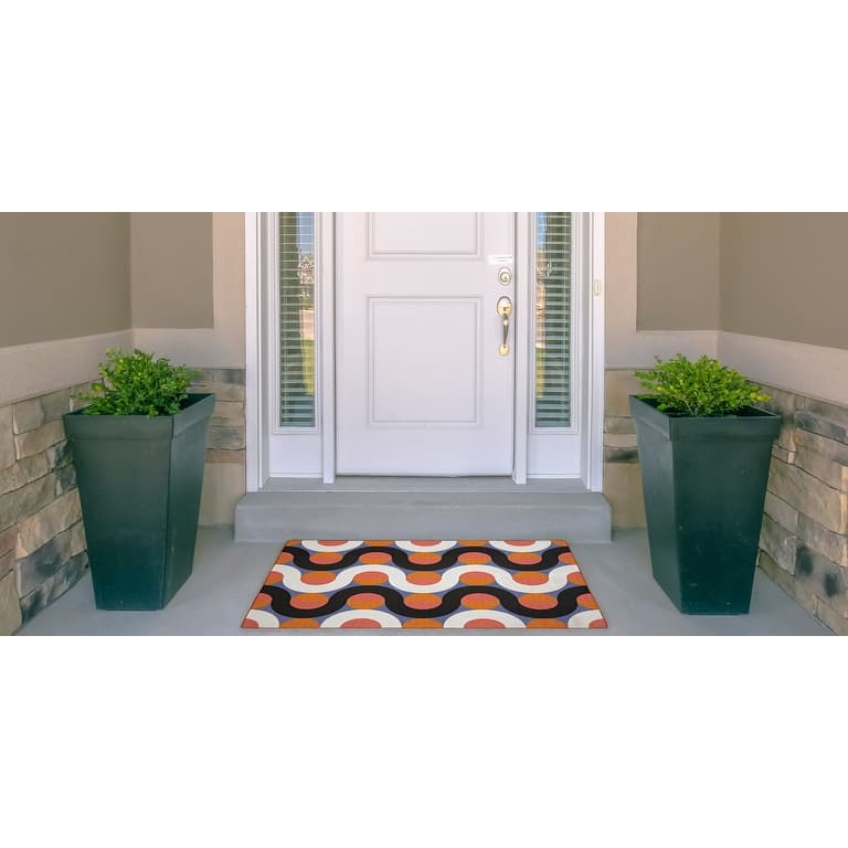 Indoor/Outdoor Water Resistant Ocoee Ivory & Brown Washable Area Rug Washable Area Rug - 2' x 3'
