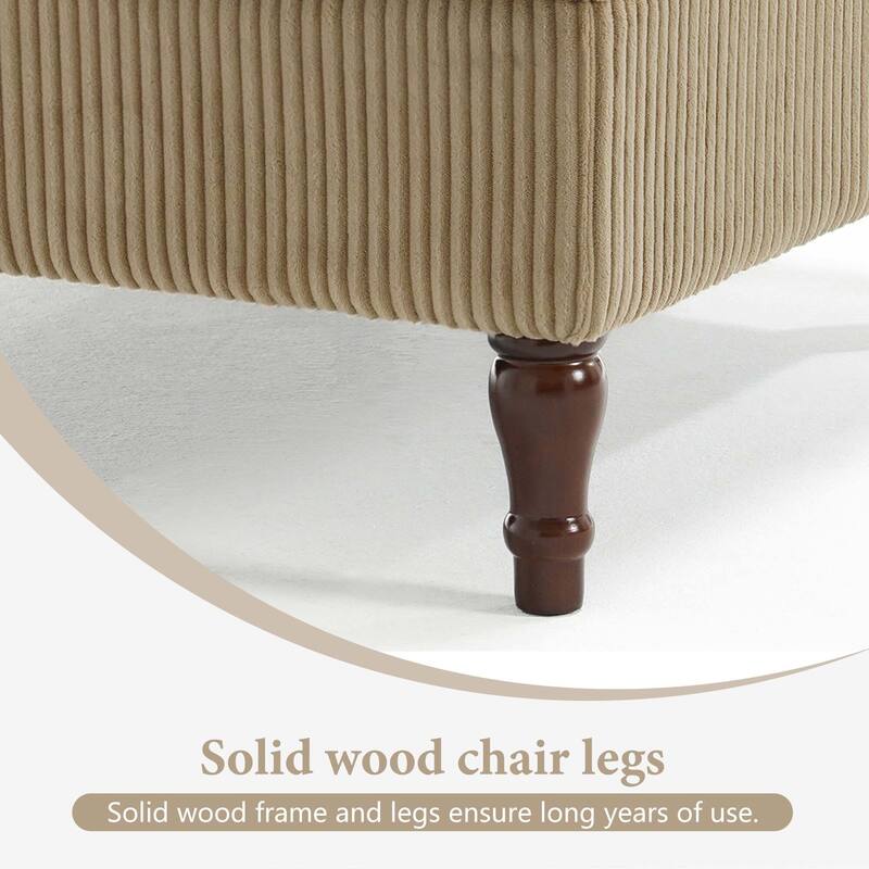 130"W Corduroy Upholstered Modular Sectional Sofa with Storage Ottoman