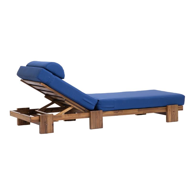 Roomfitters 78.8" Outdoor Patio Chaise Lounge Chair with Adjustable Backrest and Side Table for Poolside & Garden
