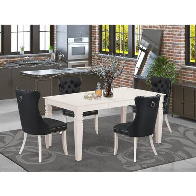 East West Furniture Dining Table Set Contains a Rectangle Kitchen Table and Chairs, Linen White (Pieces Options)