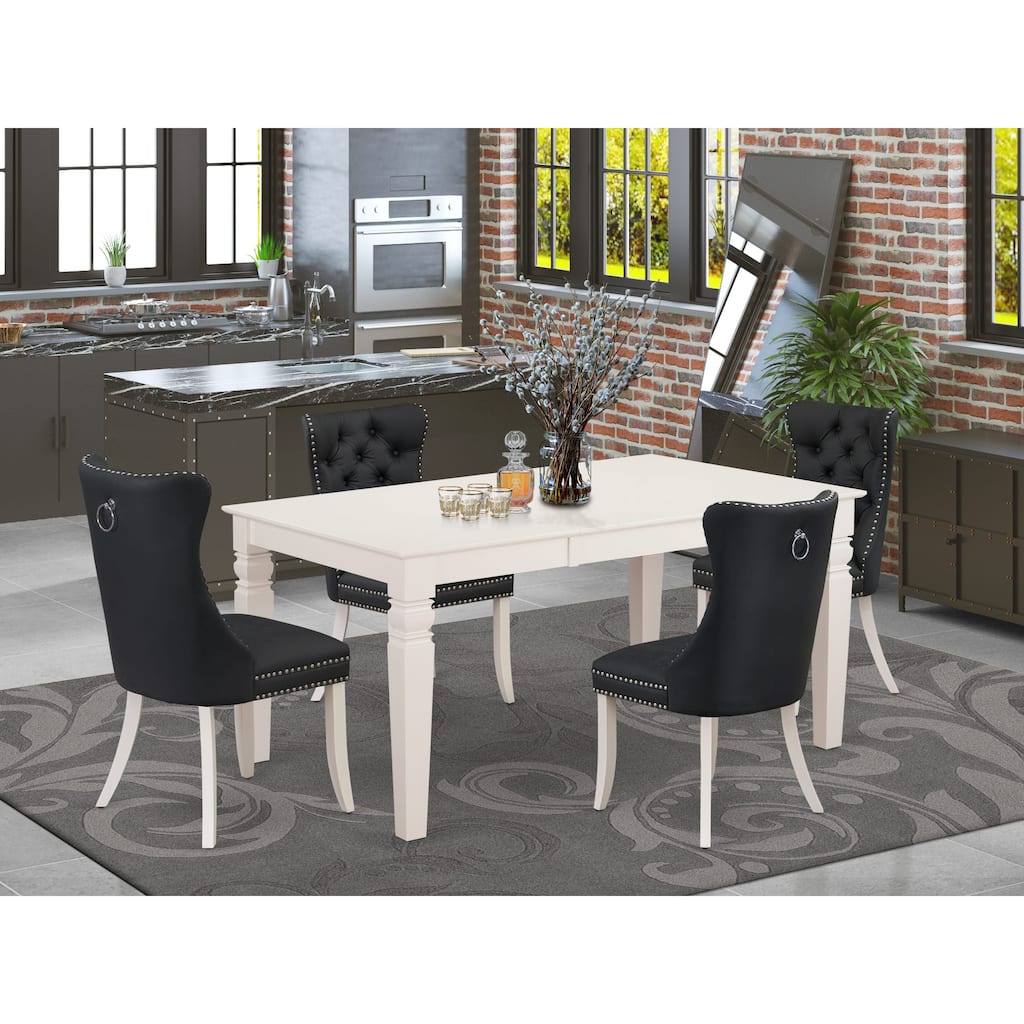 East West Furniture Dining Table Set Contains a Rectangle Kitchen Table and Chairs, Linen White (Pieces Options)