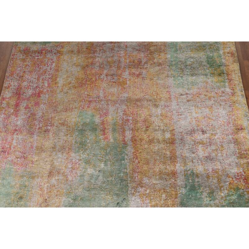 Colorful Abstract Modern Area Rug Hand-Knotted Wool Carpet - 6'7" x 9'5"