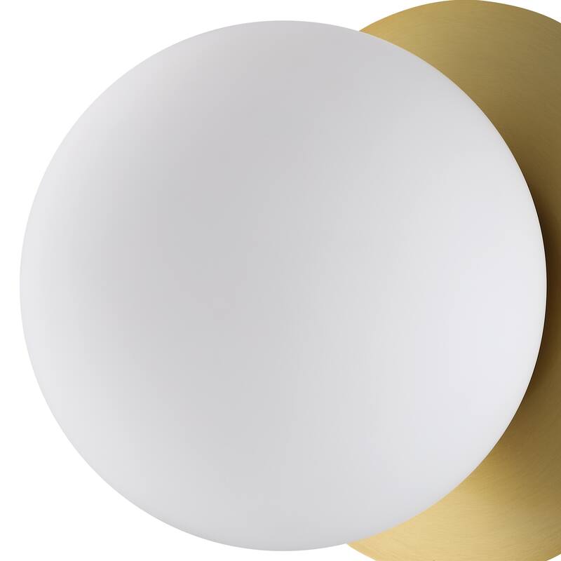 1-Light Brass Wall Sconce with White Glass Shade - 7 in.