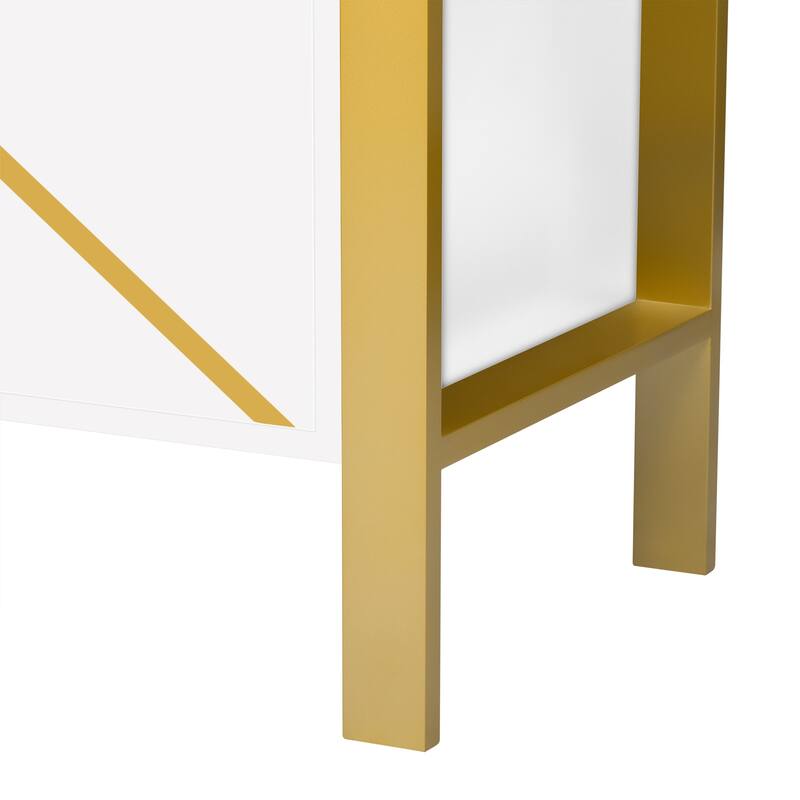 Modern Luxury TV Stand with 2 Spacious Storage Shelf, Adjustable Shelves and 4 Golden Legs for Living Room